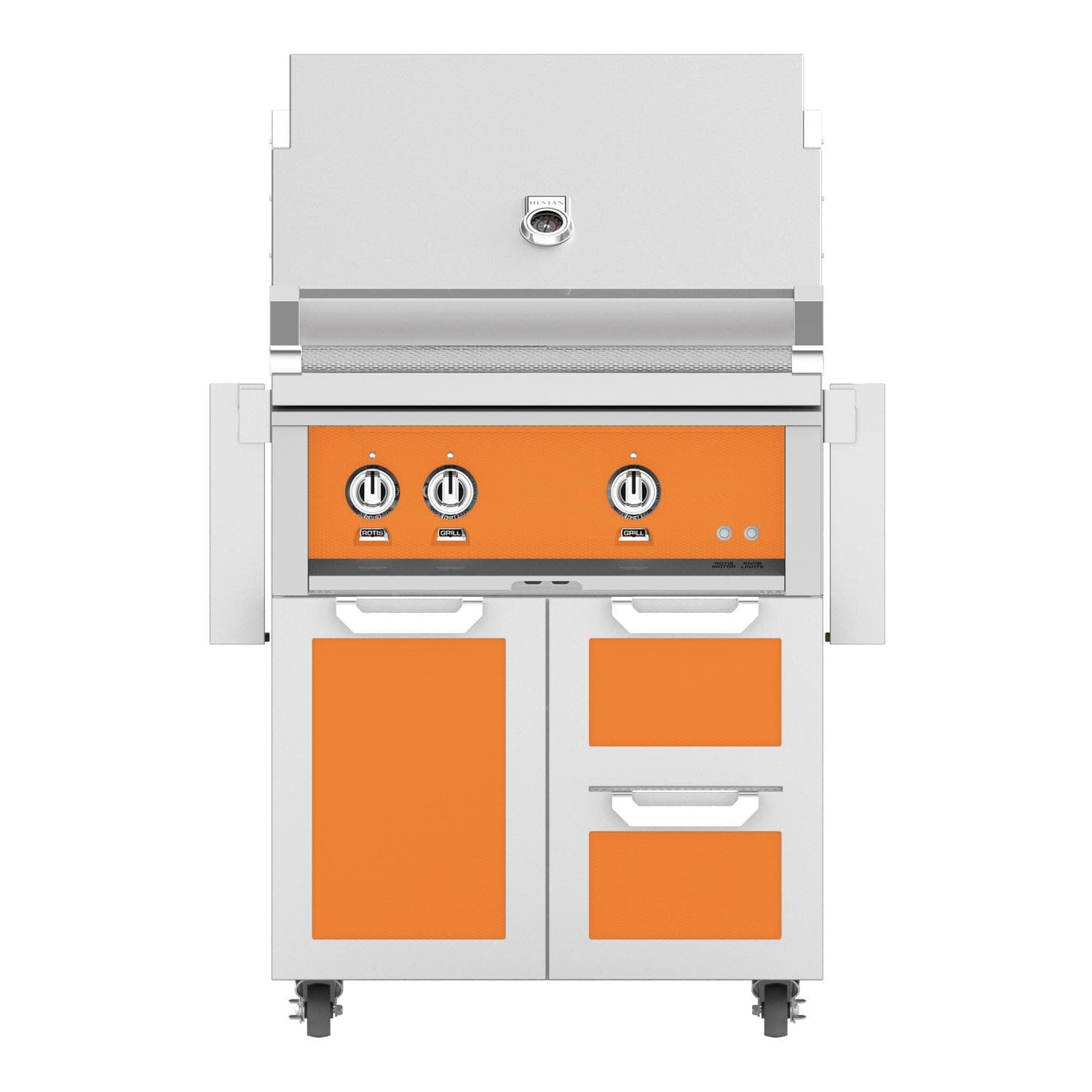 Hestan 30-Inch Natural Gas Grill W/ Sear Burner & Rotisserie On Double Drawer & Door Tower Cart - Citra - GMBR30-NG-OR - Image 1