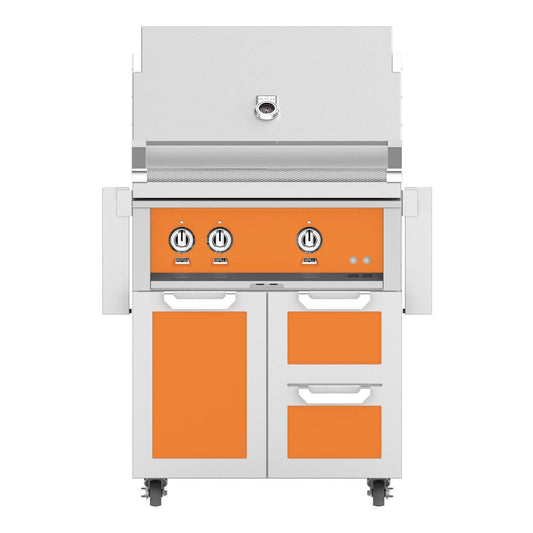 Hestan 30-Inch Natural Gas Grill W/ Sear Burner & Rotisserie On Double Drawer & Door Tower Cart - Citra - GMBR30-NG-OR - Image 1