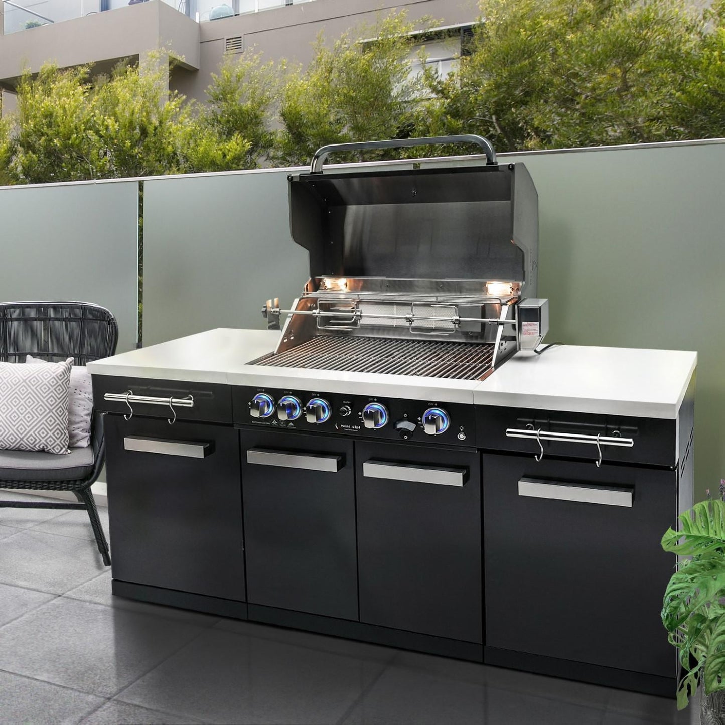 Mont Alpi Compact Series 6 Ft Natural Gas Outdoor Kitchen Island in Black Stainless Steel - MA-957 - Image 5
