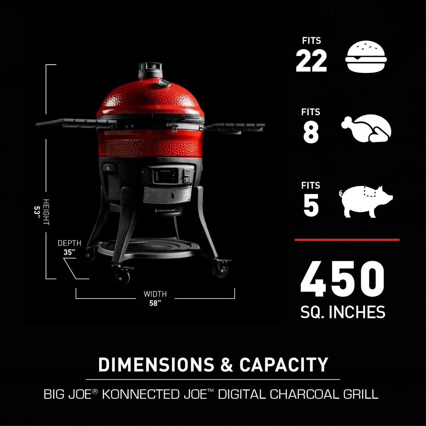 Kamado Joe Big Joe Konnected Joe Digital Charcoal Grill & Smoker w/ Auto-Ignition & Temperature Control - KJ15042425 - Image 6