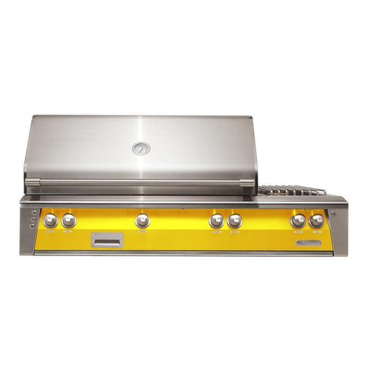 Alfresco ALXE 56-Inch Built-In Natural Gas Deluxe Grill With Sear Zone, Rotisserie, And Side Burner in Traffic Yellow - ALXE-56SZ-NG-S1023 - Image 1