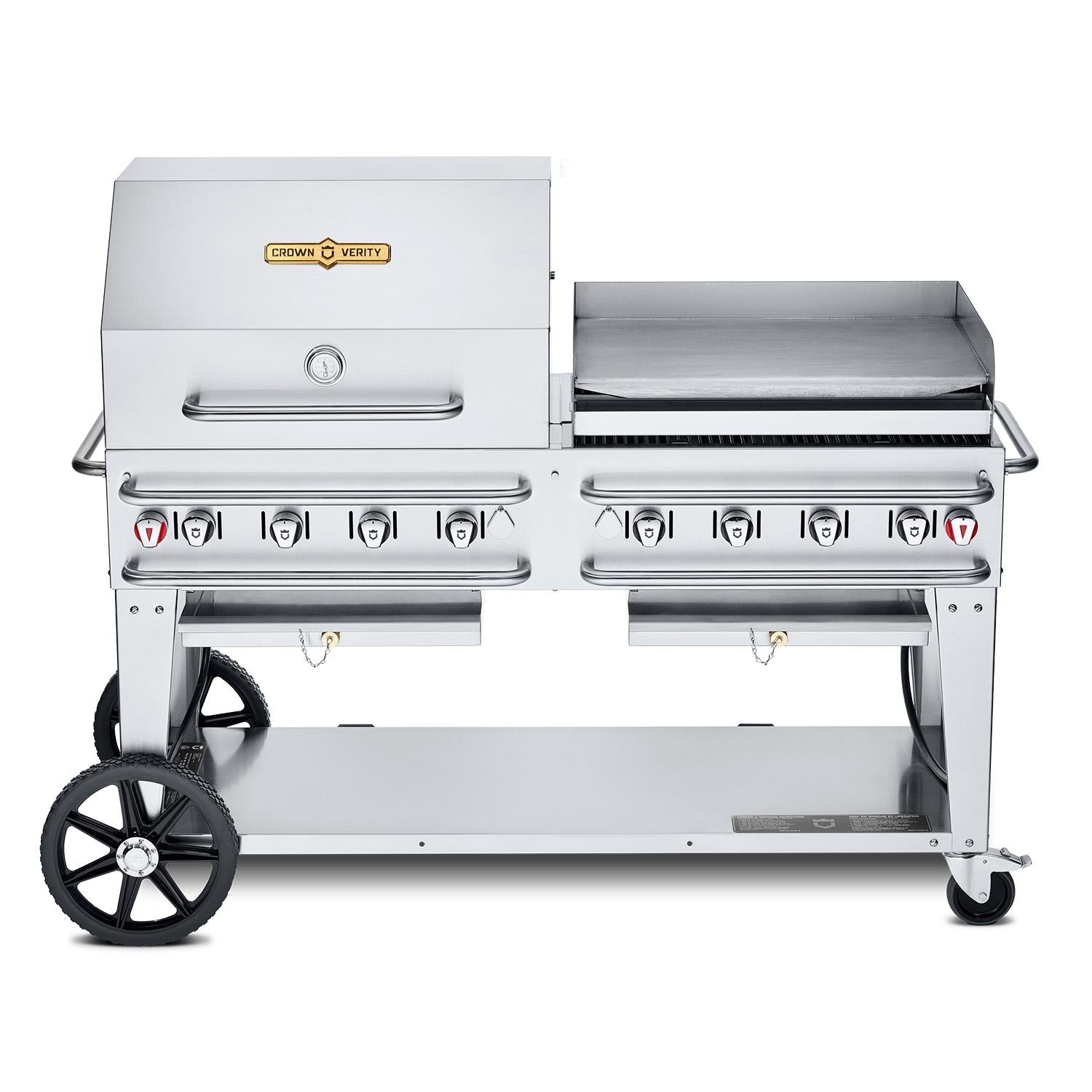 Crown Verity 60-Inch Single Inlet (Bulk Tanks Only) Rental Propane Grill Dome & Griddle Package - CV-RCB-60RGP-SI-BULK - Image 1