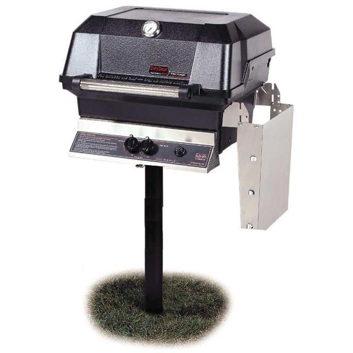 MHP JNR4DD Natural Gas Grill With Stainless Steel Shelves And SearMagic Grids On In-Ground Post - Image 1