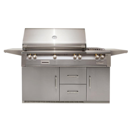 Alfresco ALXE 56-Inch Freestanding Propane Deluxe Grill On Refrigerated Cart With Sear Zone, Rotisserie, And Side Burner in Signal Gray - ALXE-56SZR-LP-S7004 - Image 1