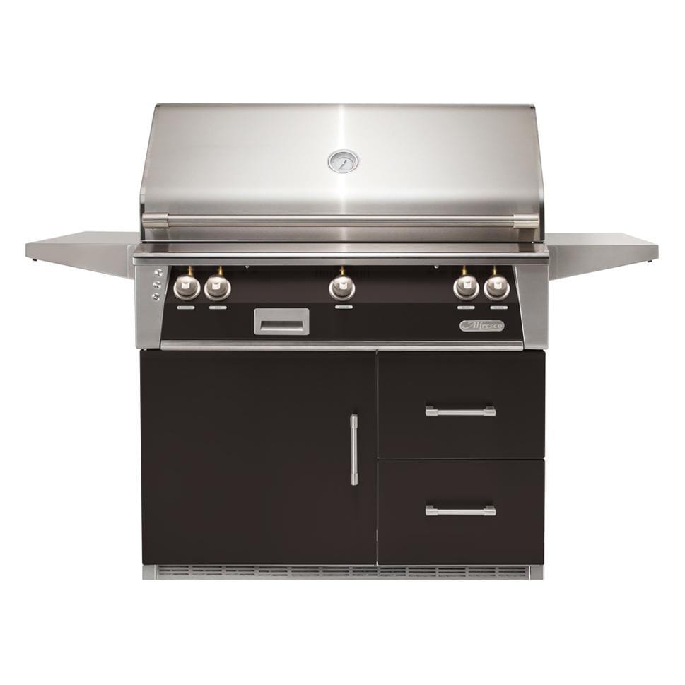 Alfresco ALXE 42-Inch Freestanding Natural Gas Grill On Refrigerated Cart With Rotisserie in Jet Black Matte - ALXE-42RFG-NG-SM9005 - Image 1
