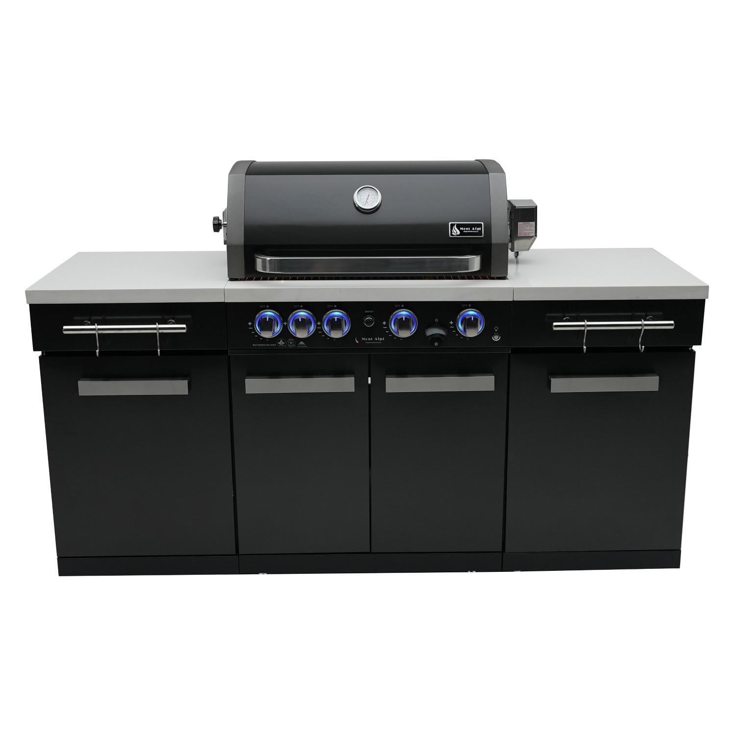 Mont Alpi Compact Series 6 Ft Natural Gas Outdoor Kitchen Island in Black Stainless Steel - MA-957 - Image 1