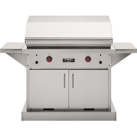 TEC Patio FR 44-Inch Infrared Natural Gas Grill On Stainless Cabinet W/ Red Knobs - Image 1