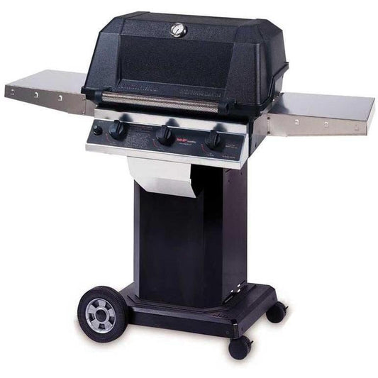 MHP Tri-Burn W3G4DD Propane Gas Grill With SearMagic Grids On Black Cart - Image 1