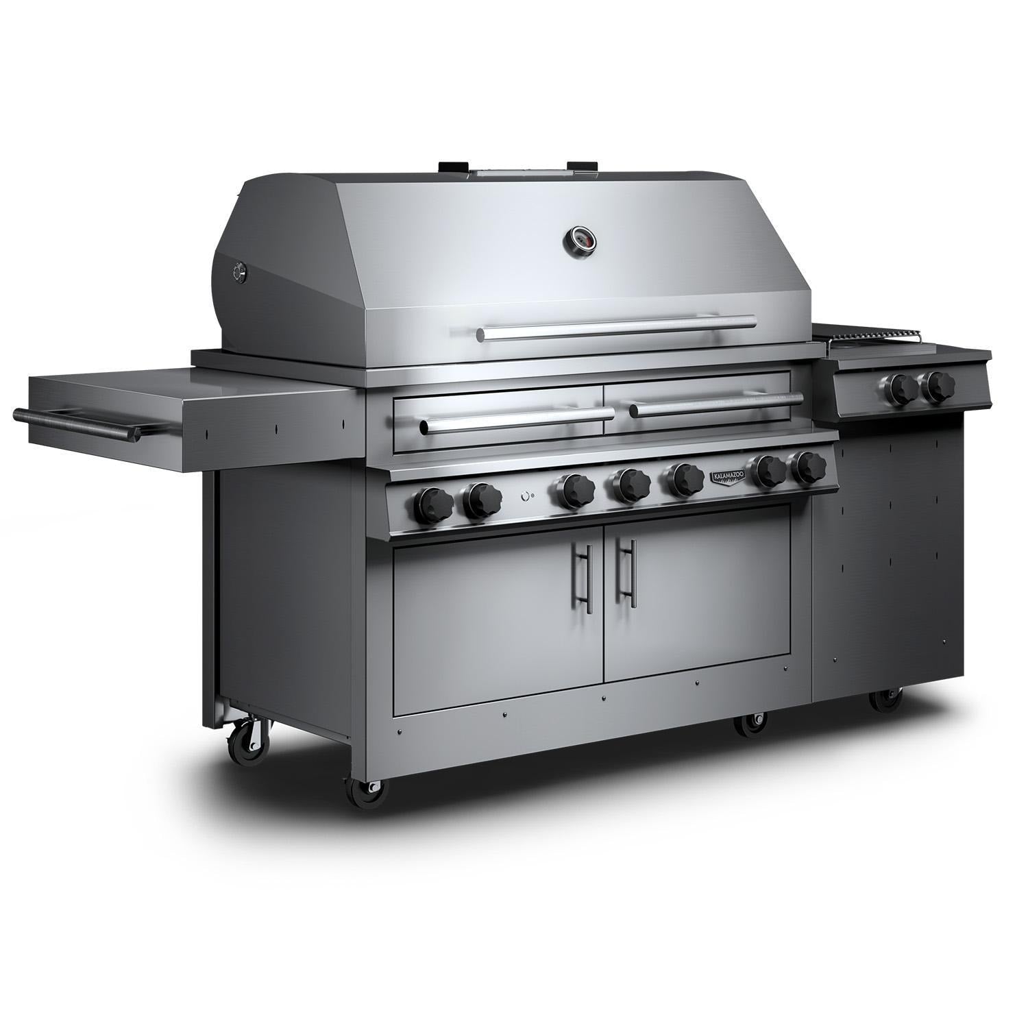 Kalamazoo K1000HS Hybrid Fire Four Burner Marine Grade Freestanding Natural Gas Grill W/ Two Meat & Two Plancha Grill Surface Grates - Image 3