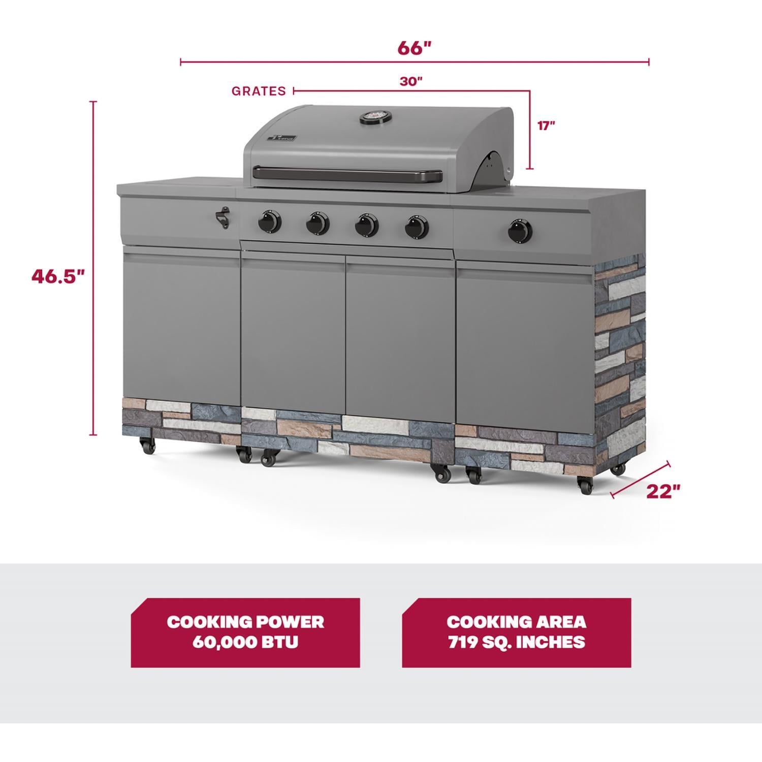 TYTUS Fresno Series 5-Burner Propane Island Grill in Gunmetal + Ash Stone w/ Cover & Griddle - Image 7