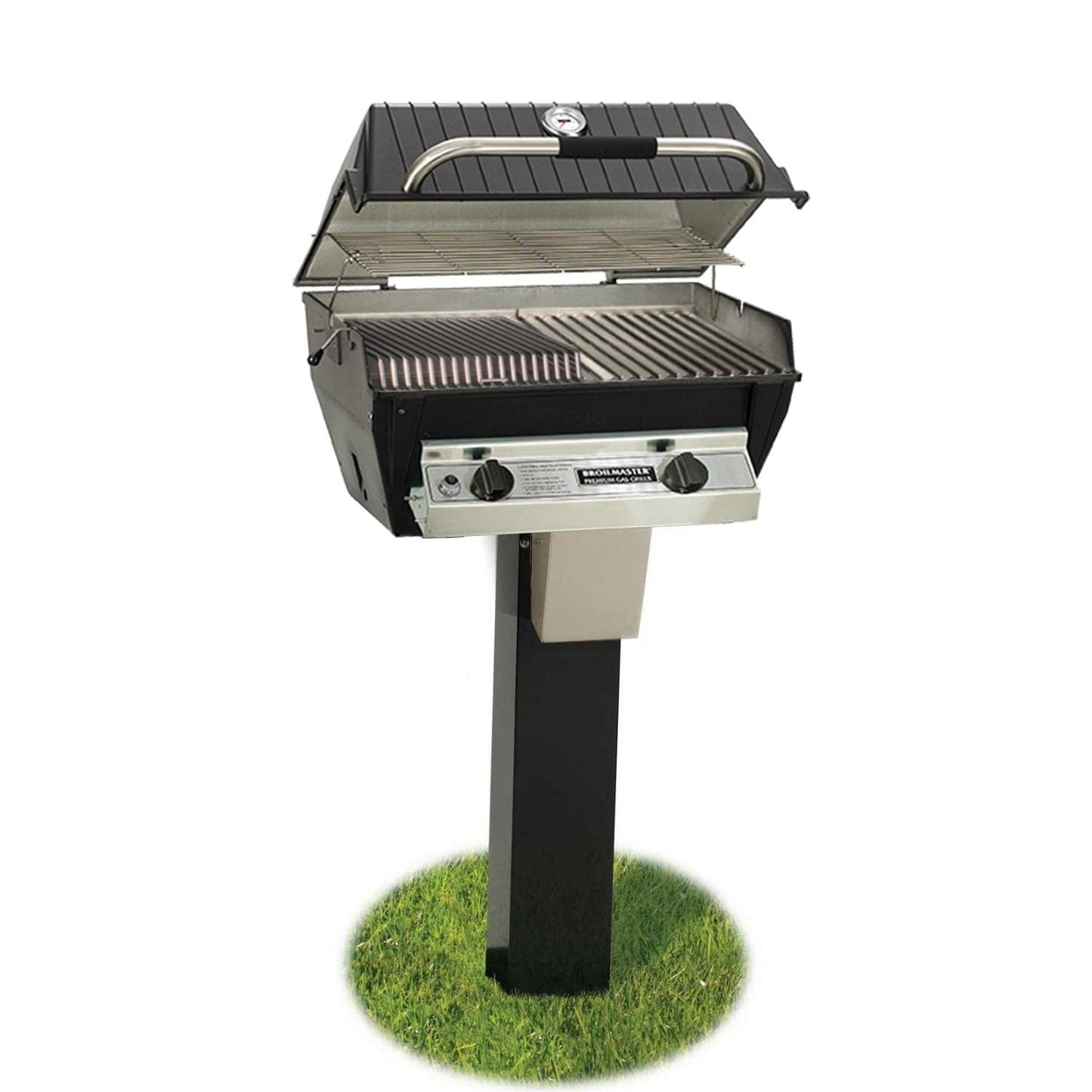 Broilmaster R3BN Infrared Combination Natural Gas Grill On Black In-Ground Post - Image 1