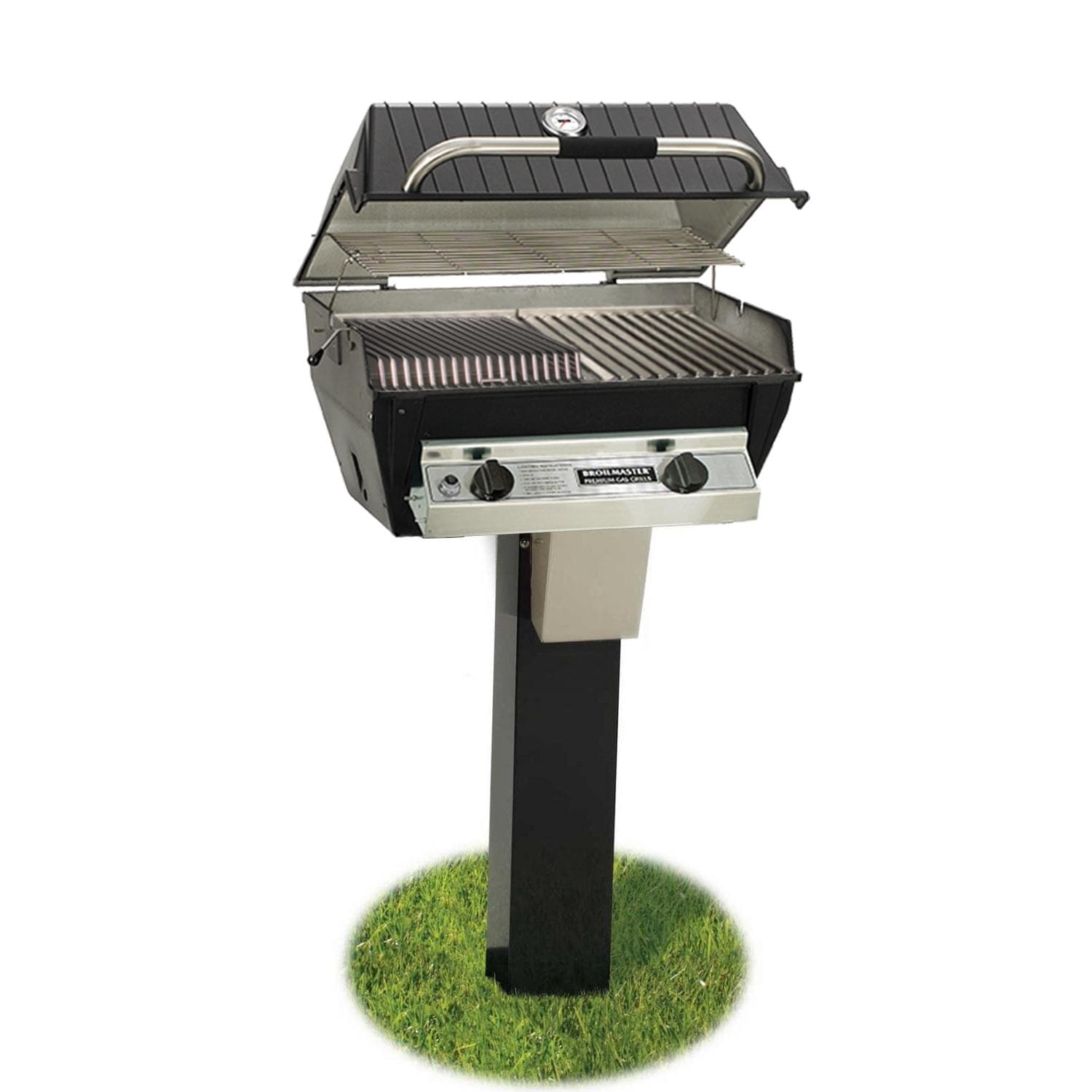 Broilmaster R3BN Infrared Combination Natural Gas Grill On Black In-Ground Post - Image 1