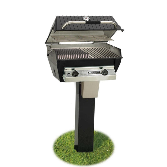 Broilmaster R3BN Infrared Combination Natural Gas Grill On Black In-Ground Post - Image 1