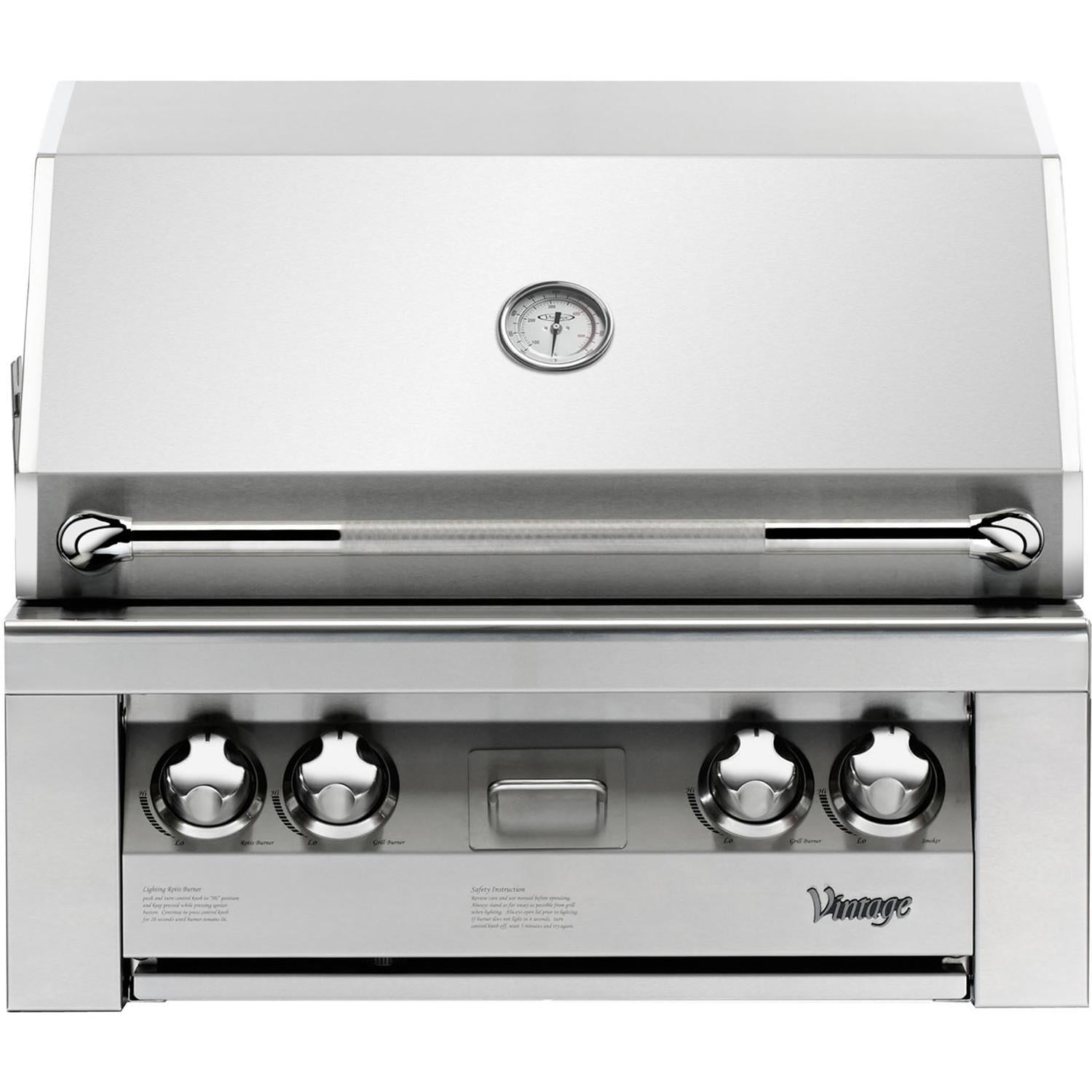 Vintage 30 Inch Stainless Steel Liquid Propane Gas Built-In Grill - VBQ30G-L - Image 1