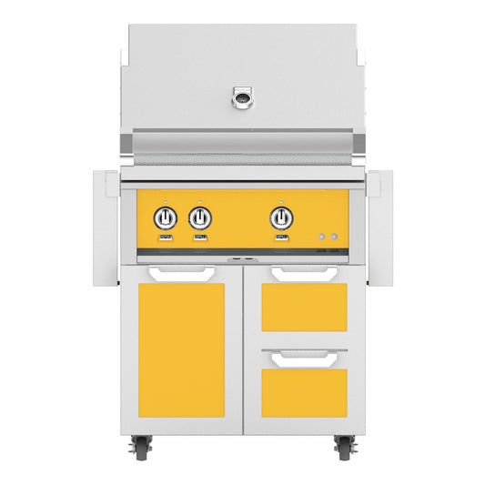 Hestan 30-Inch Natural Gas Grill W/ Rotisserie On Double Drawer & Door Tower Cart - Sol - GABR30-NG-YW - Image 1