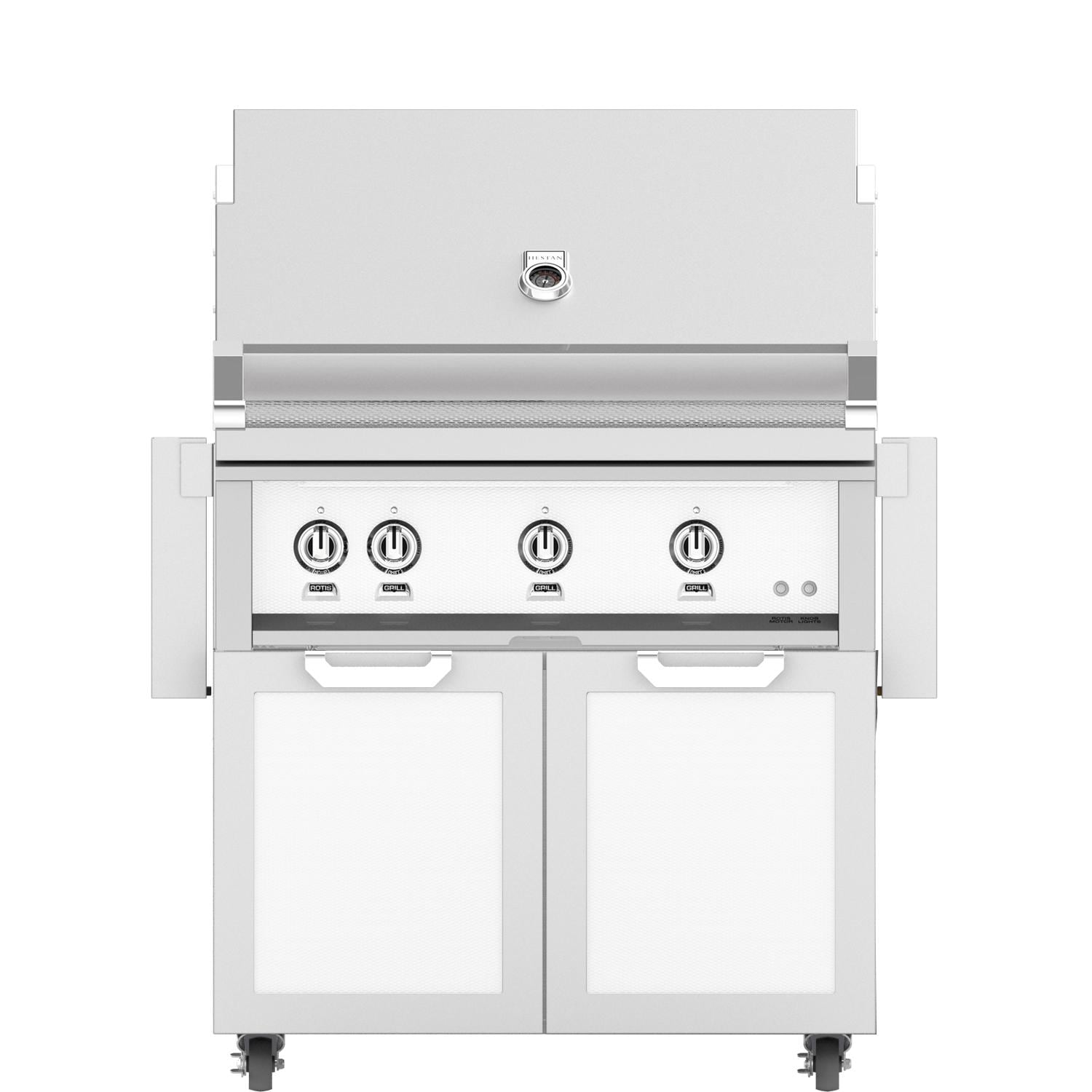 Hestan 36-Inch Natural Gas Grill W/ Sear Burner & Rotisserie On Double Door Tower Cart - Froth - GMBR36-NG-WH - Image 1