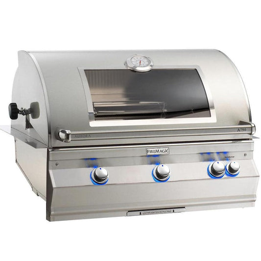 Fire Magic Aurora A790I 36-Inch Built-In Natural Gas Grill With One Infrared Burner, Magic View Window, Rotisserie, And Analog Thermometer - A790I-8LAN-W - Image 1