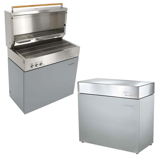 Flammkraft Model D Freestanding Grill & Model M Prep Center Module - Light Grey - 1029485 - Image 1
