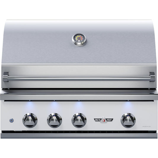 Delta Heat 32-Inch 3-Burner Built-In Natural Gas Grill w/ Rotisserie - White Control Panel - DHBQ32R-WN - Image 1
