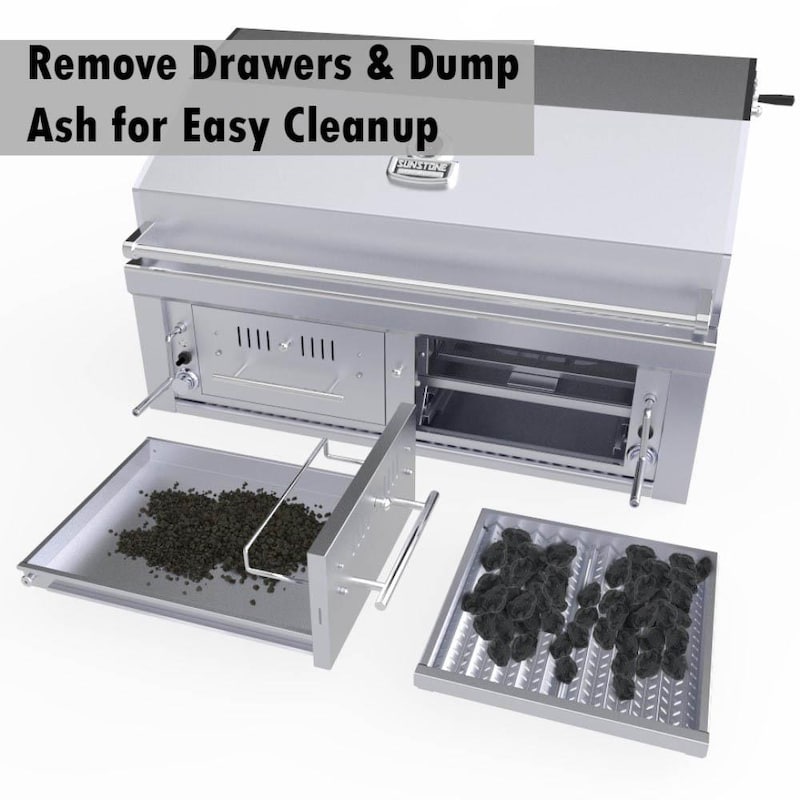 Sunstone Series 42 Inch Natural Gas Hybrid Dual Zone Charcoal/Wood Burning Grill - EMCHDZ42-NG - Image 12