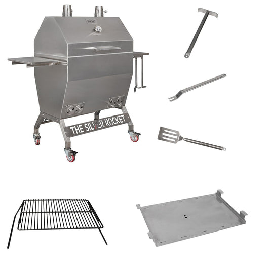 Rocket Outdoors Large Silver Rocket Kamado Grill & Accessories Bundle - LGSRG-BDL - Image 1