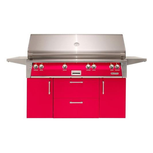 Alfresco ALXE 56-Inch Freestanding Natural Gas All Grill With Sear Zone And Rotisserie in Raspberry Red - ALXE-56BFGC-NG-S3027 - Image 1