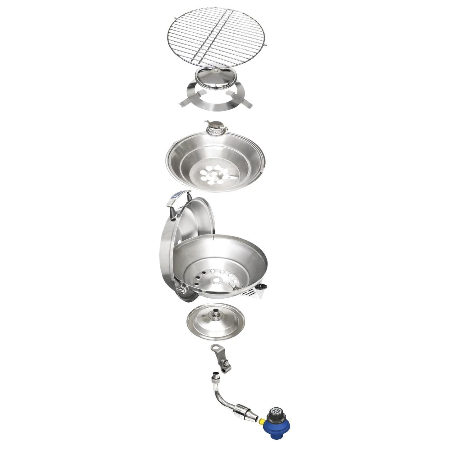 Magma Party Size Marine Kettle 3 Combination Stove & Gas Grill on Round Rail Mount