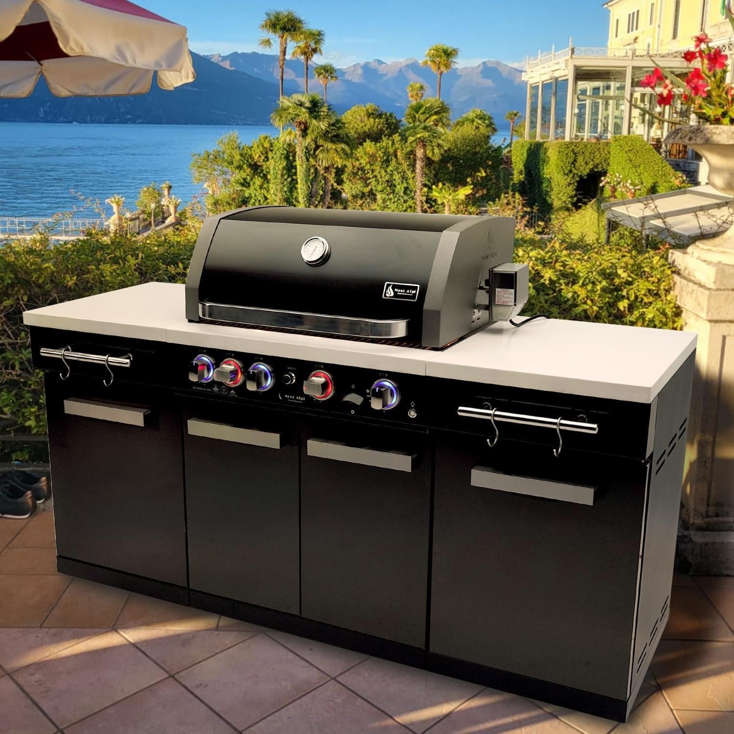 Mont Alpi Compact Series 6 Ft Natural Gas Outdoor Kitchen Island in Black Stainless Steel - MA-957 - Image 2