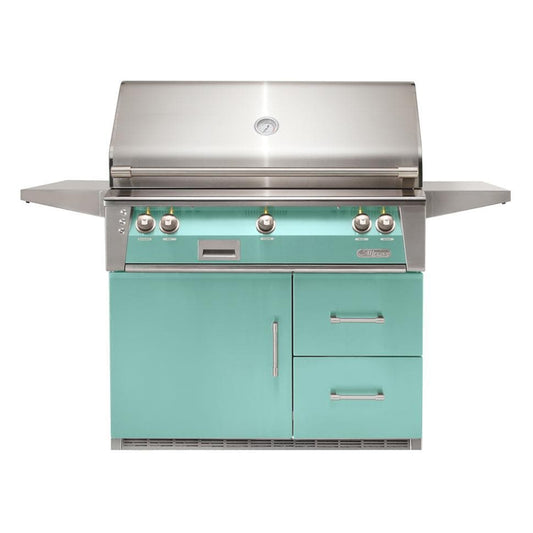 Alfresco ALXE 42-Inch Freestanding Propane Grill On Refrigerated Cart With Rotisserie in Light Green - ALXE-42RFG-LP-S6027 - Image 1