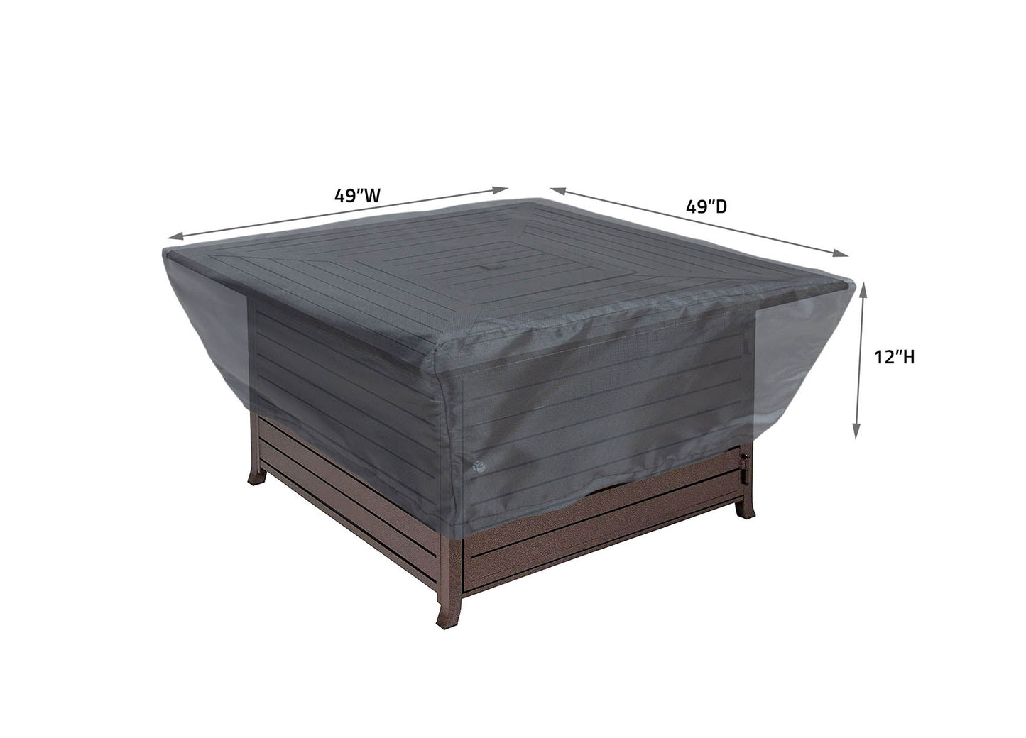 Fire Pit Cover Square 42"-48" - 49''Wx49''Dx12''H - Mercury