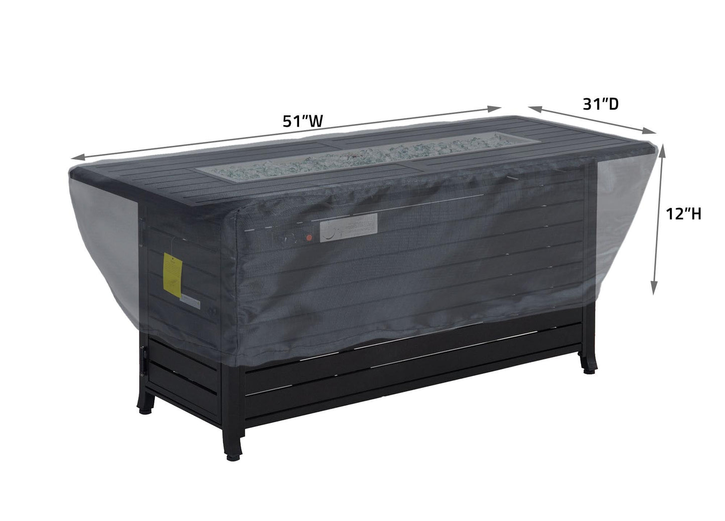 Fire Pit Cover Rectangle 50x30 - 51''Wx31''Dx12''H - Mercury