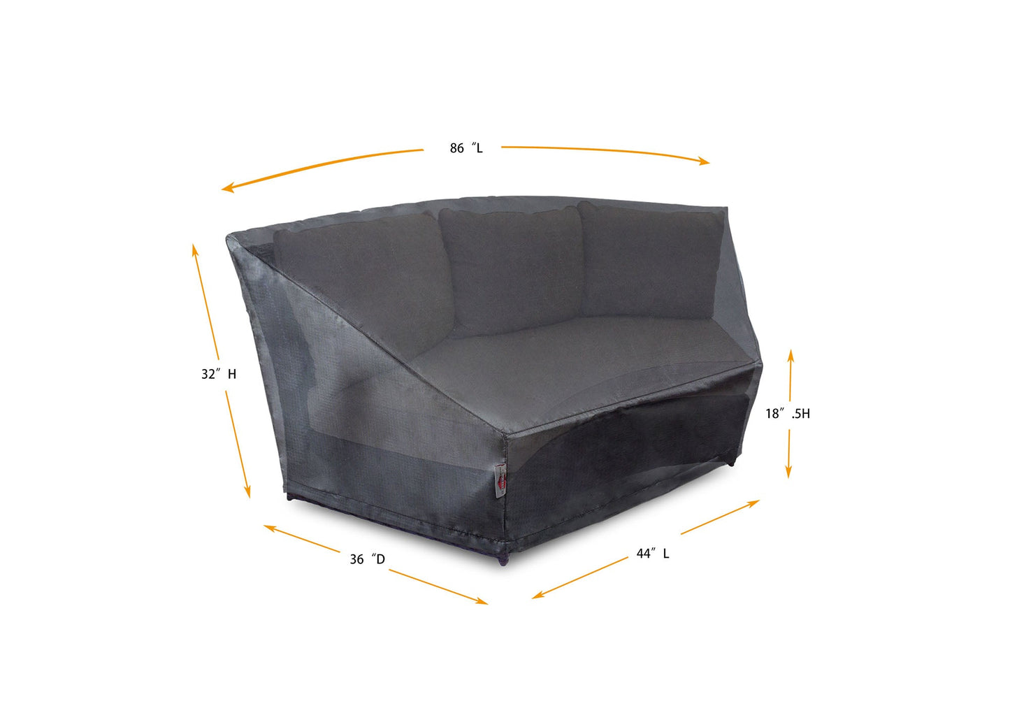 Circular Wicker Sofa Cover - 86''/45''Lx36''Dx32''H - Mercury