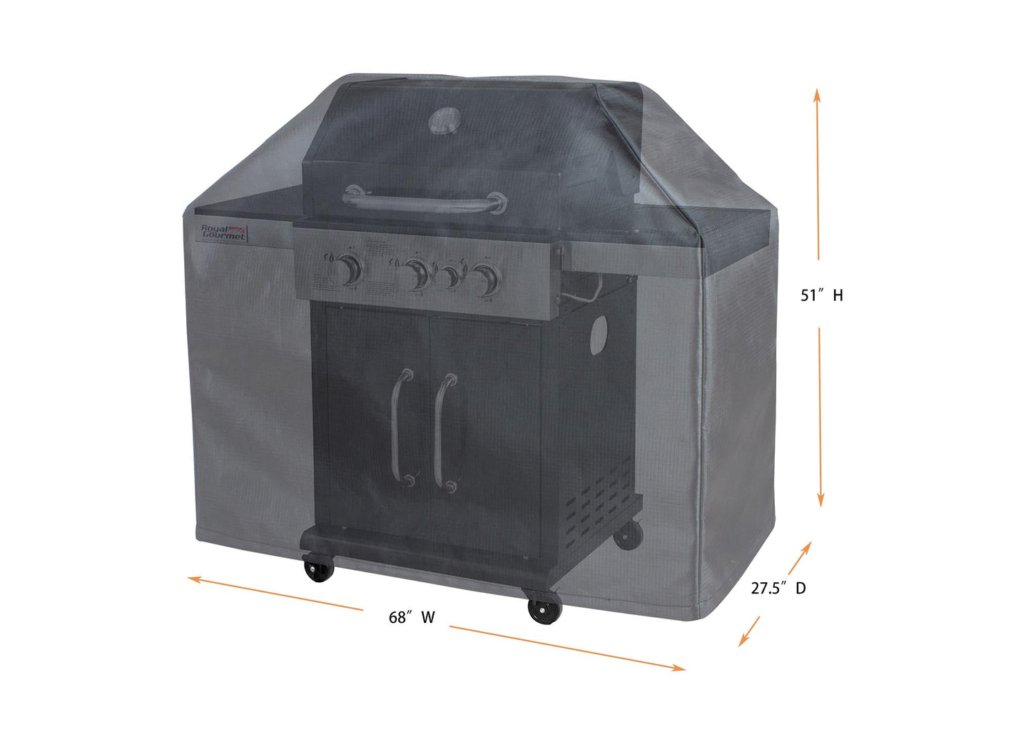 Grill Cover 32" Grill Cart Cover (68"x27.5"x51") - Gold