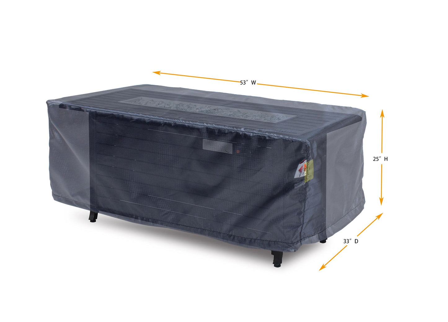 Rectangle Fire Table  Cover - 53" W x 33" D x 25" H - Mercury