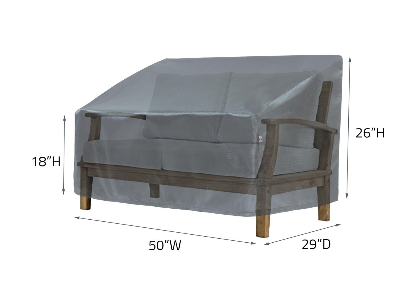 Loveseat Glider Chair Cover  - 50"Wx29"Dx26"H - Mercury