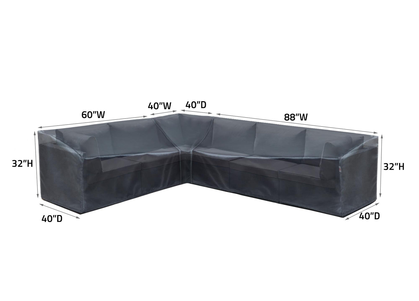 Modular Cover Loveseat Left End - 60"Wx40"Dx18"H
- Mercury
