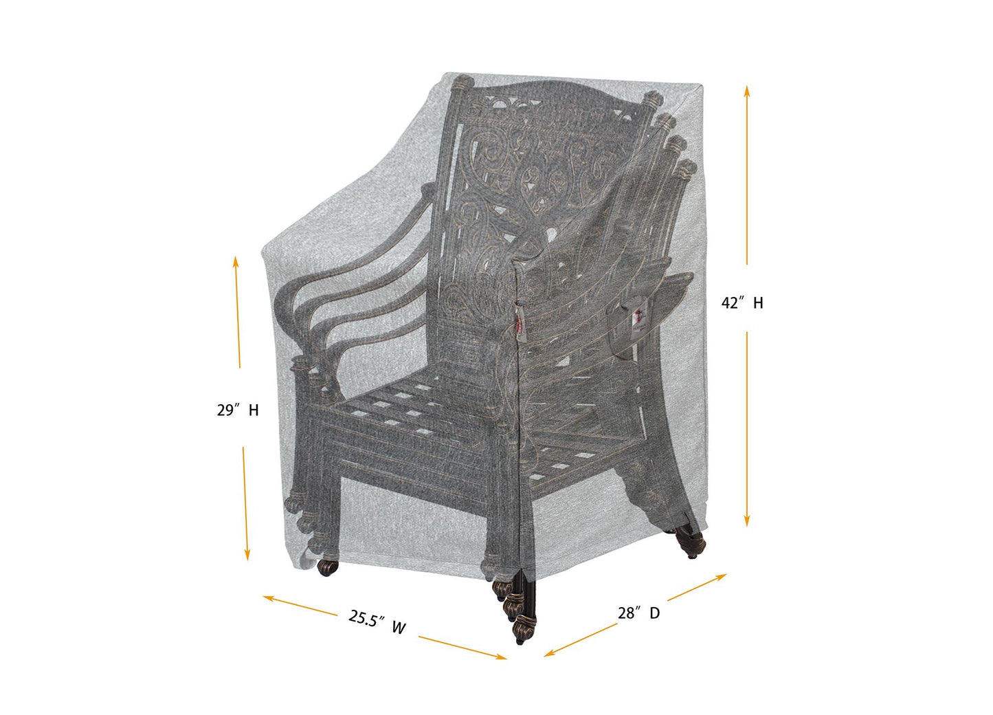 Premium Heavy-Duty Small Chair Cover - 3-Layer Water & UV-Resistant, Platinum Series, 25.5"W x 28"D x 29''/42"H for Outdoor Patio Furniture