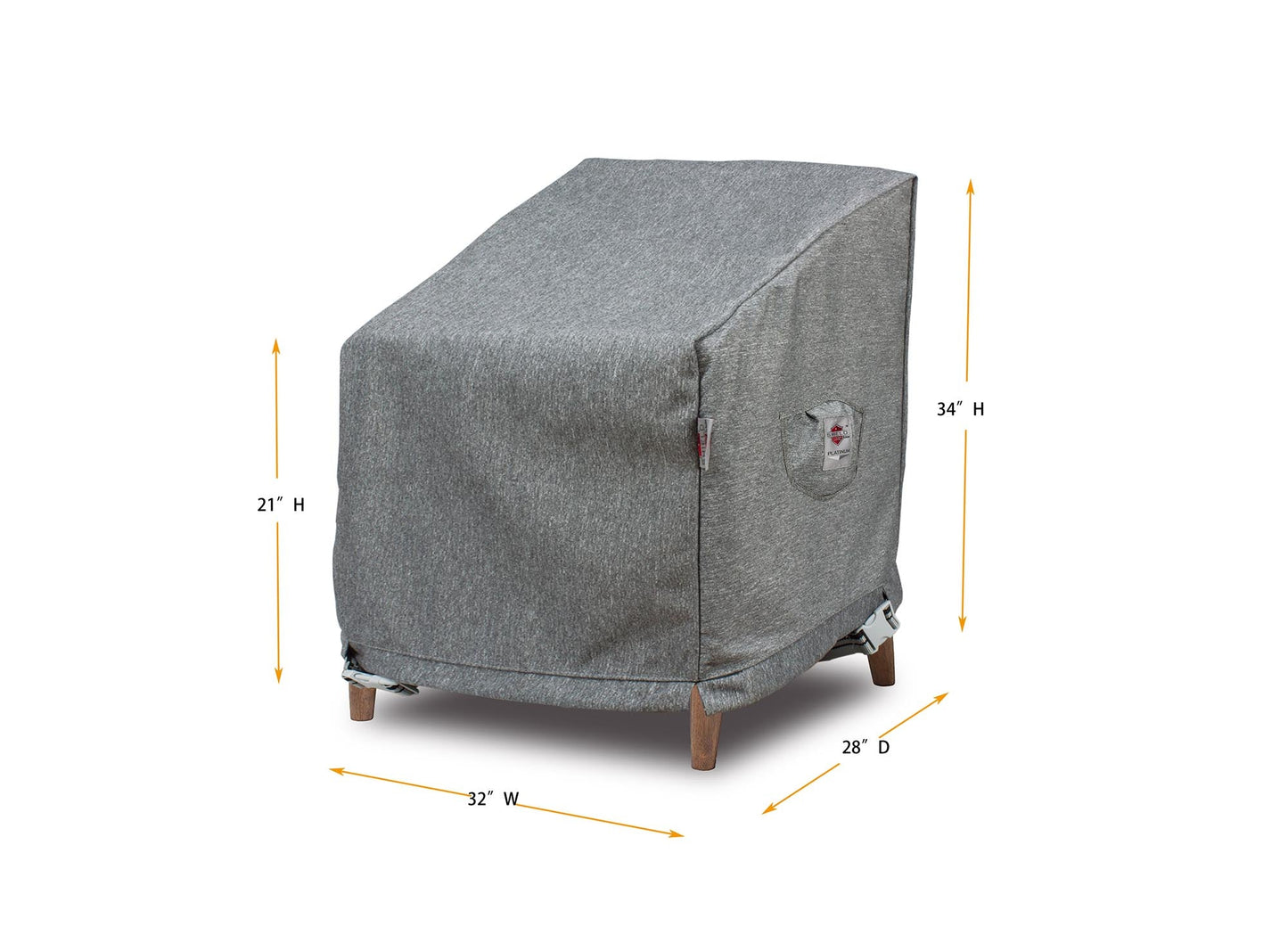 Premium Heavy-Duty Medium Club Chair Cover - 3-Layer Water & UV-Resistant, Platinum Series, 32"W x 28"D x 21''/34"H for Outdoor Patio Furniture