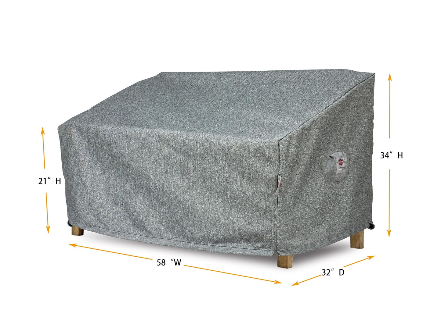 Premium Heavy-Duty Small Loveseat Cover - 3-Layer Water & UV-Resistant, Platinum Series, 58"W x 32"D x 21''/ 34"H for Outdoor Patio Furniture