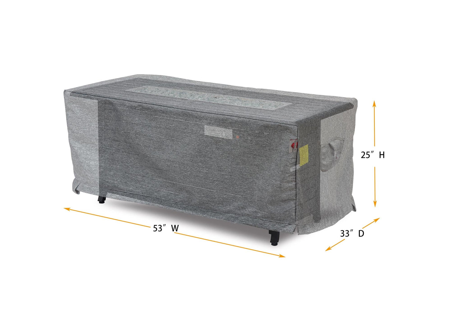 Premium Heavy-Duty Rectangular Fire Table Cover - 3-Layer Water & UV-Resistant, Platinum Series, 53"W x 33"D x 25"H for Outdoor Patio Furniture