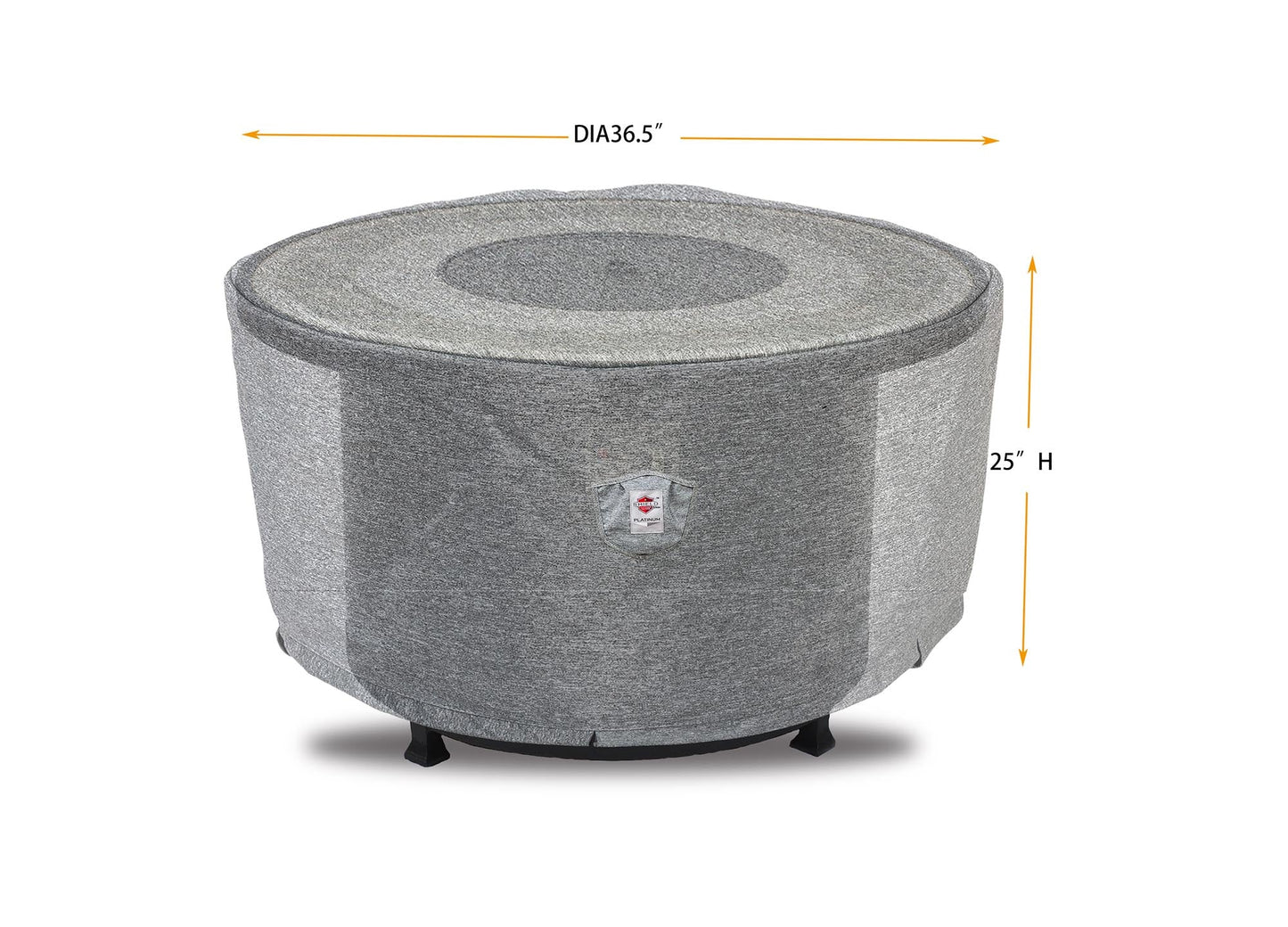 Premium Heavy-Duty Round Fire Table Cover - 3-Layer Water & UV-Resistant, Platinum Series, 36.5'Dia'x25''H for Outdoor Patio Furniture