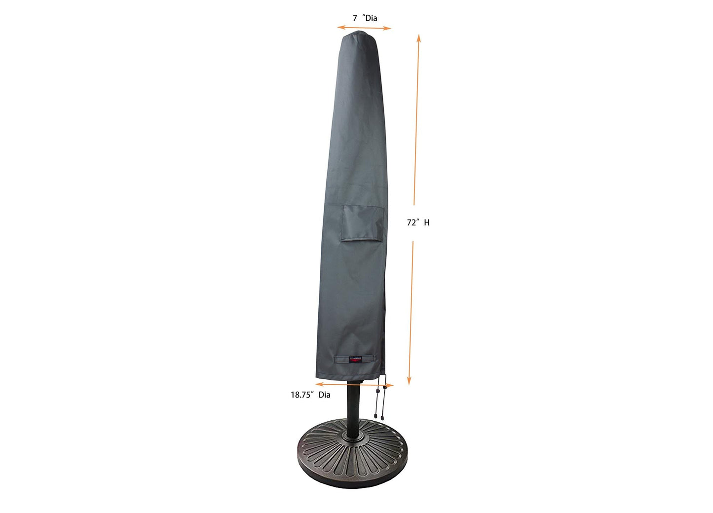 Umbrella Cover (Market style) Round 11' - 11.42"/18.75''Dia x 72"H Titanium