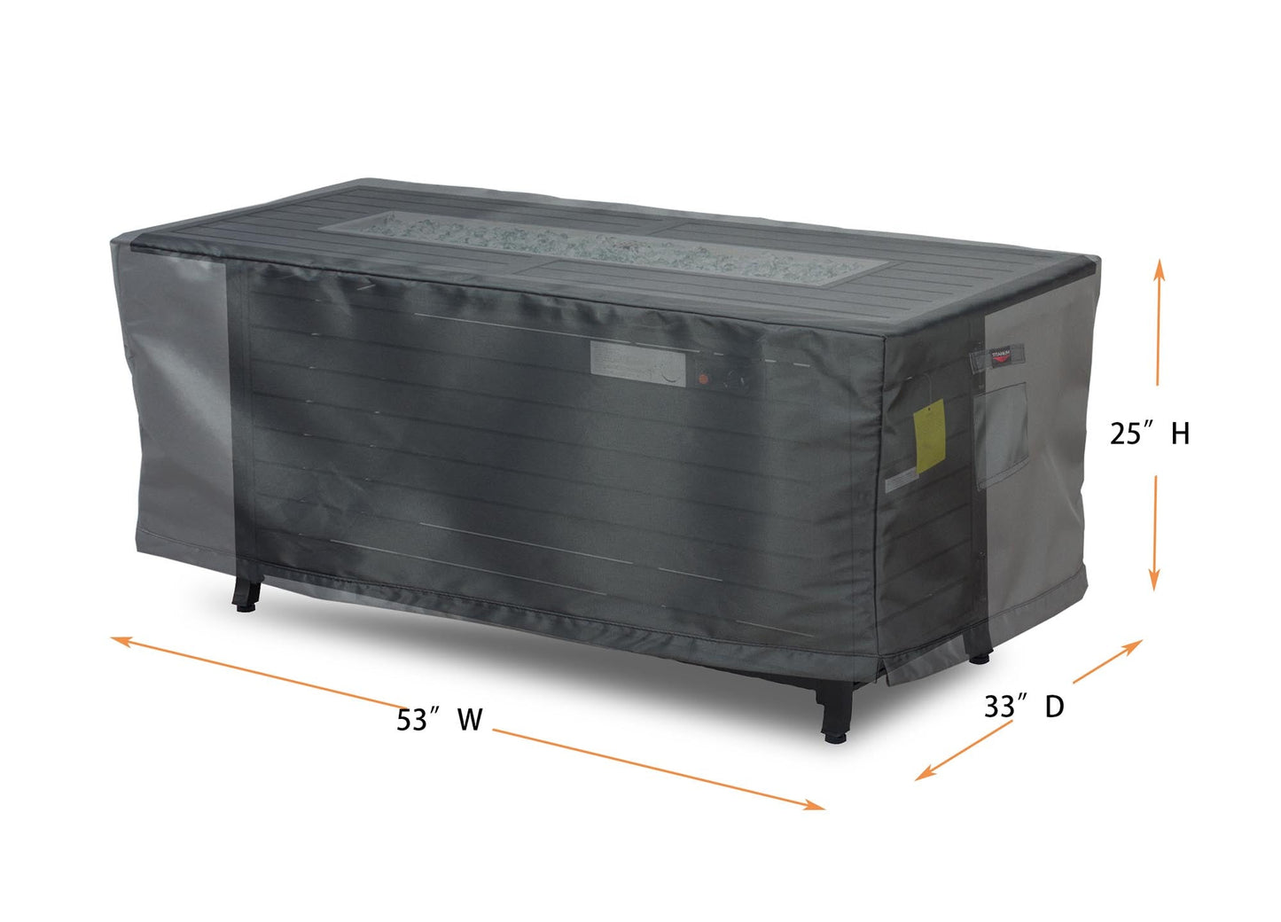 Fire Table Cover Rectangle - 53"W x 33"D x 25"H Titanium