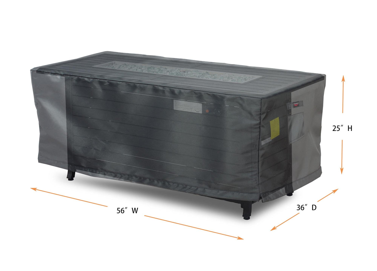 Fire Table Cover Rectangle - 56" W x 36" D x 25" H Titanium