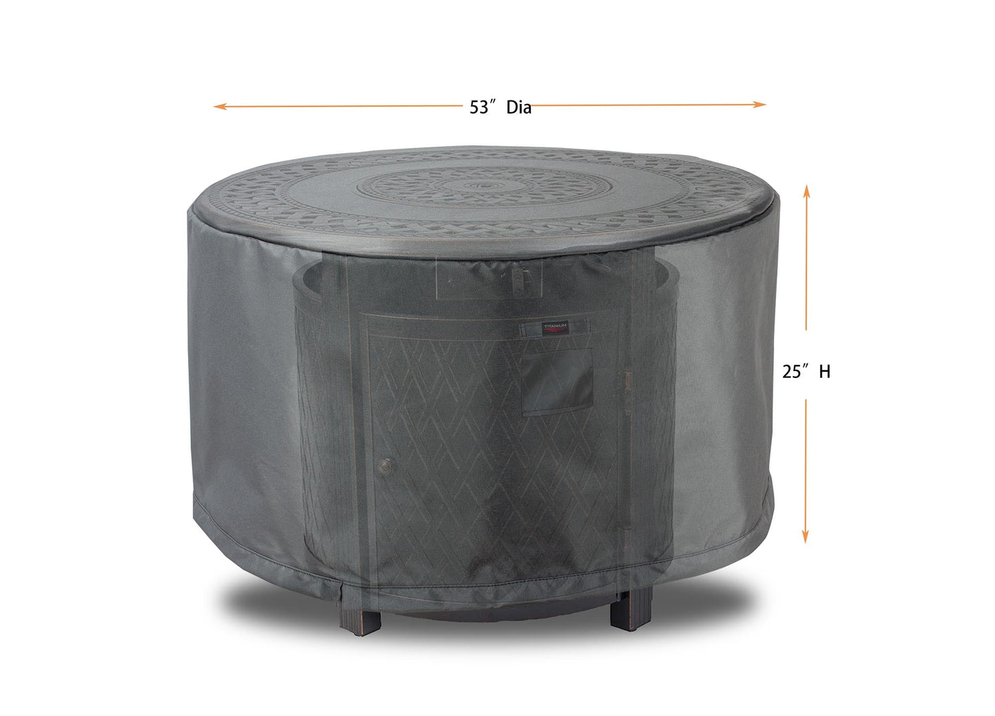 Fire Table Cover Round - 53"Dia x 25"H Titanium