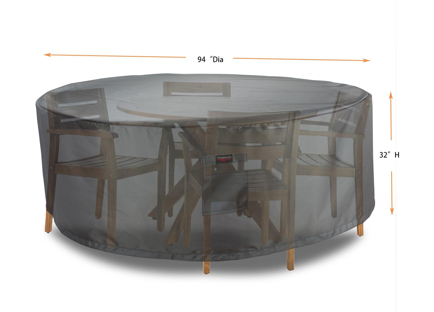 Dining Set Cover Round - 94''Dia x 32"H Titanium