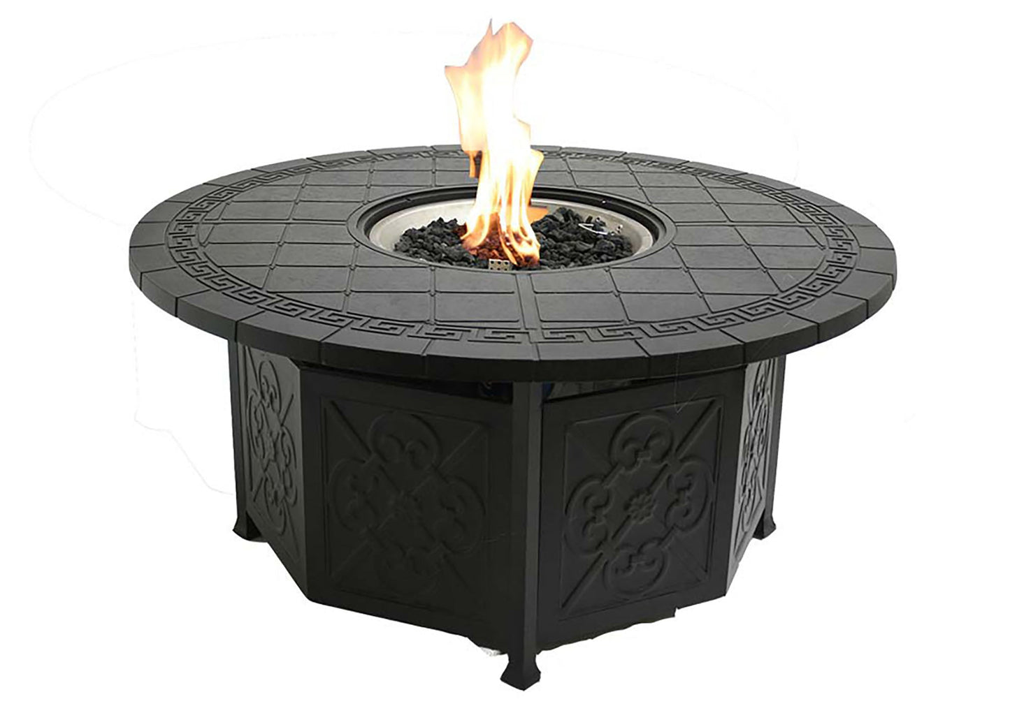 52" Round Chat Wrap Firepit Table Designer (Burner Included)