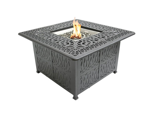 44" Square Chat Wrap Firepit Table Signature (Burner Included)