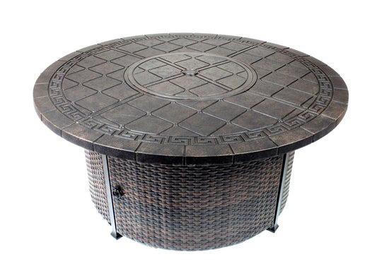 52" Round Aztec Chat Firepit Table (Burner or Ice Bucket NOT Included)