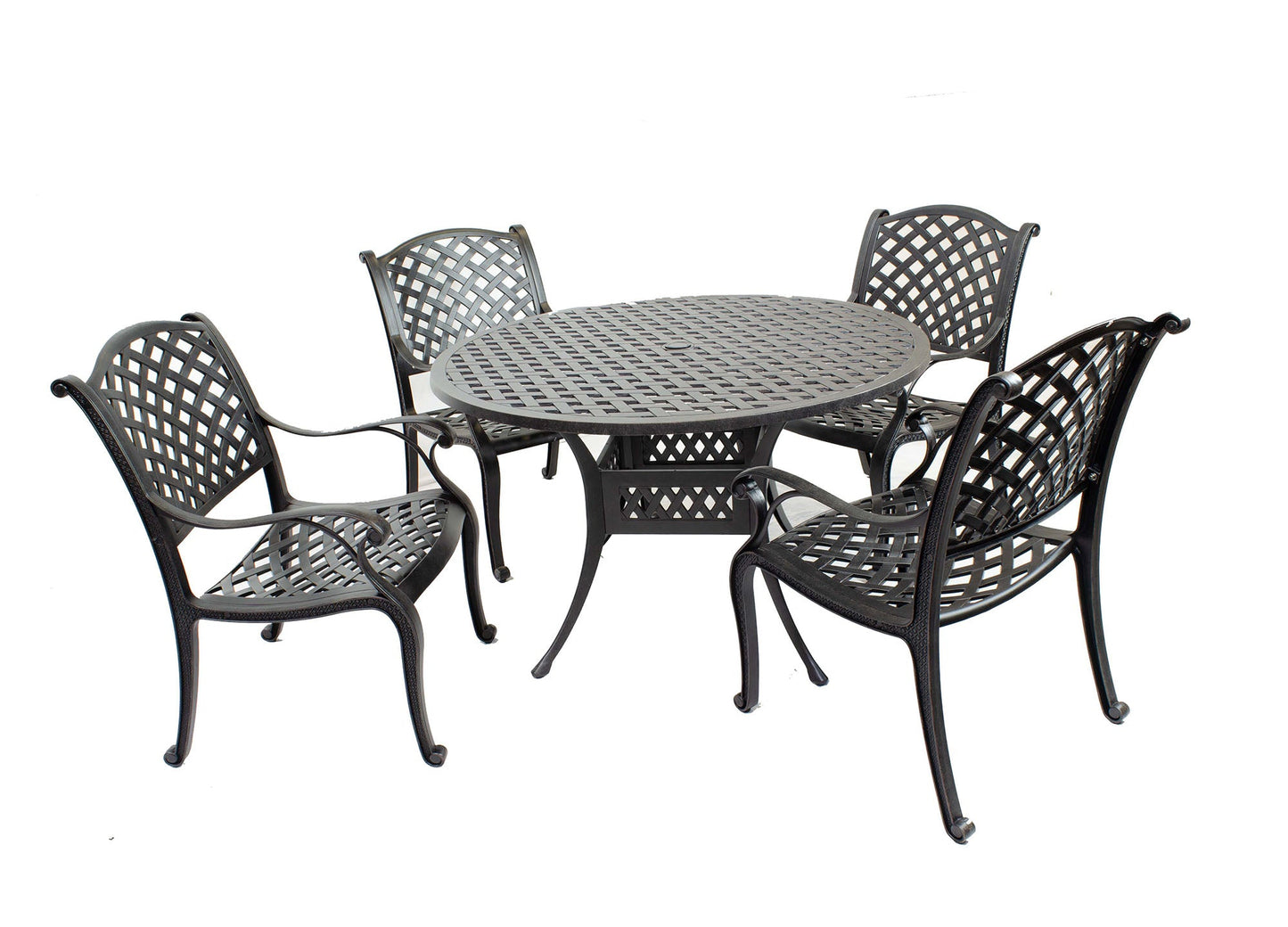 5PC Laced Dining Set with 48" Round Table, 4 Chairs